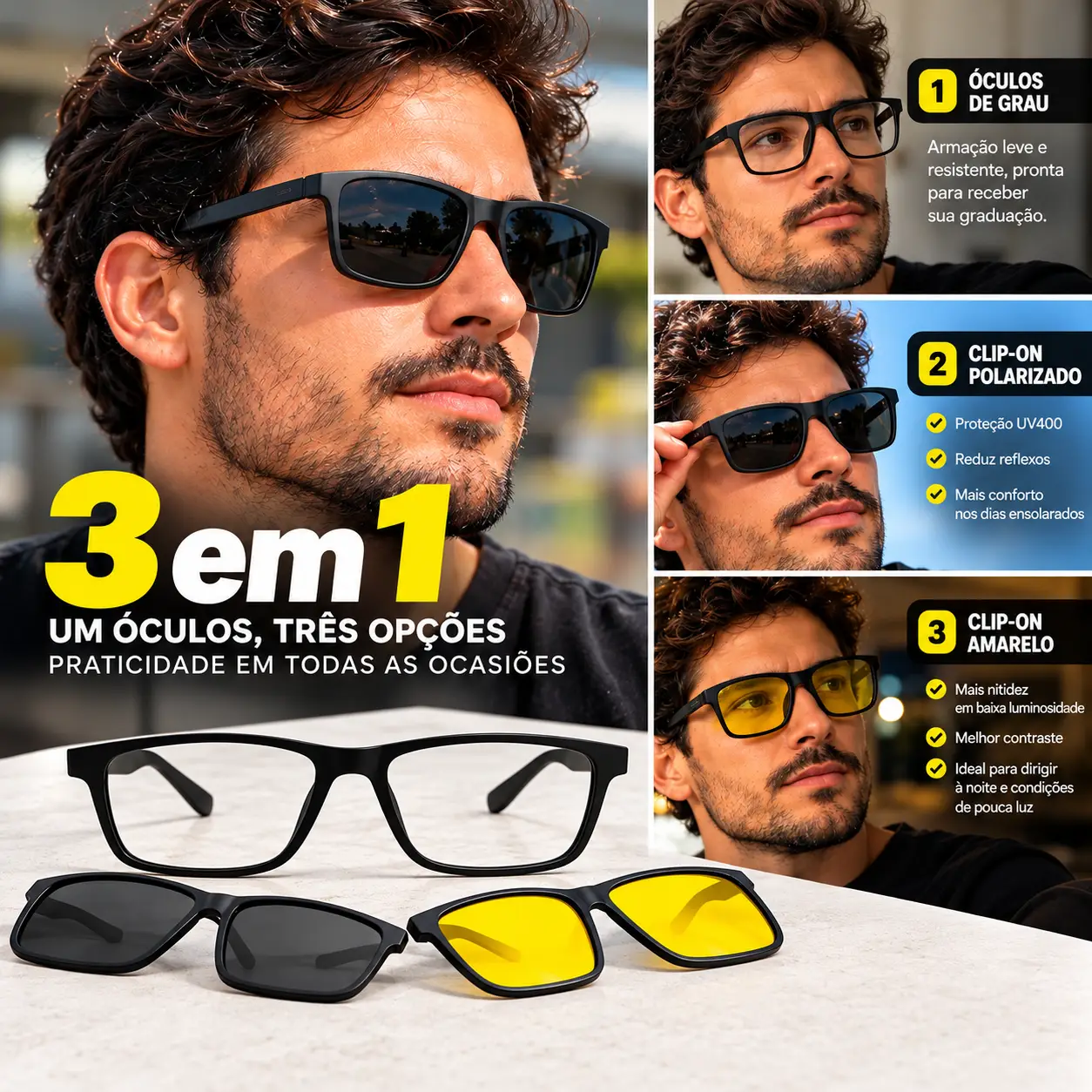 Armação Clip On 3x1 clip on 3x1